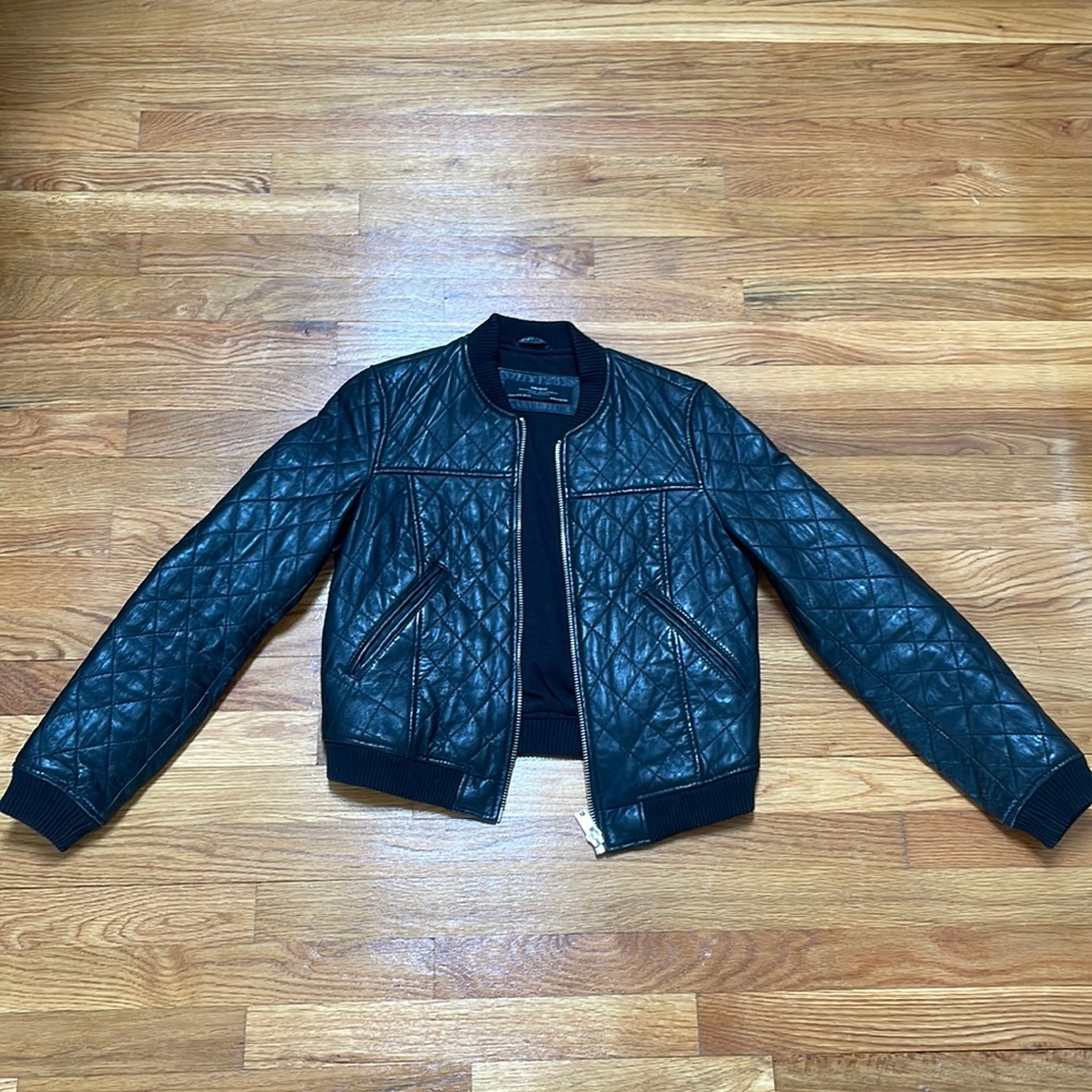 Zara Black Quilted Bomber Jacket